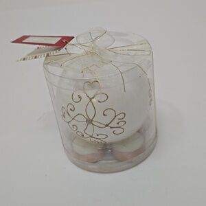 New Sealed Pier 1 Imports Ornament Tea Light Set  White Gold